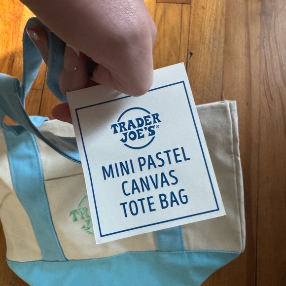 NWT Trader Joe’s mini pastel Blue and green tote bag - Picture 3 of 4